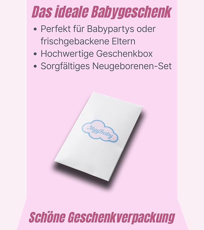 Neugeborenen Mütze, Fäustlinge & Füßlinge, 100% Bio-Baumwolle OEKO-TEX STANDARD 100, Erstausstattung Premium Qualität, 3-teiliges Baby Geschenkset für Mädchen