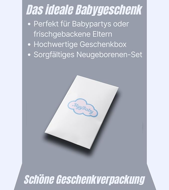 Neugeborenen Mütze, Fäustlinge & Füßlinge, 100% Bio-Baumwolle OEKO-TEX STANDARD 100, Erstausstattung Premium Qualität, 3-teiliges Baby Geschenkset für Jungs