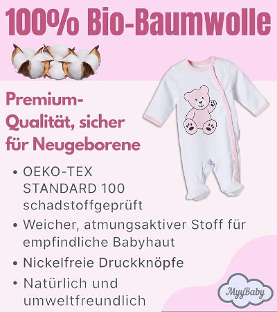Neugeborenen Set, 100% Bio-Baumwolle OEKO-TEX STANDARD 100, Strampler-langärmelig, Strampler-ärmellos, Cardigan, Erstausstattung Baby Kleidung, 3-teiliges Geschenkset, 0-4 Monate, für Mädchen