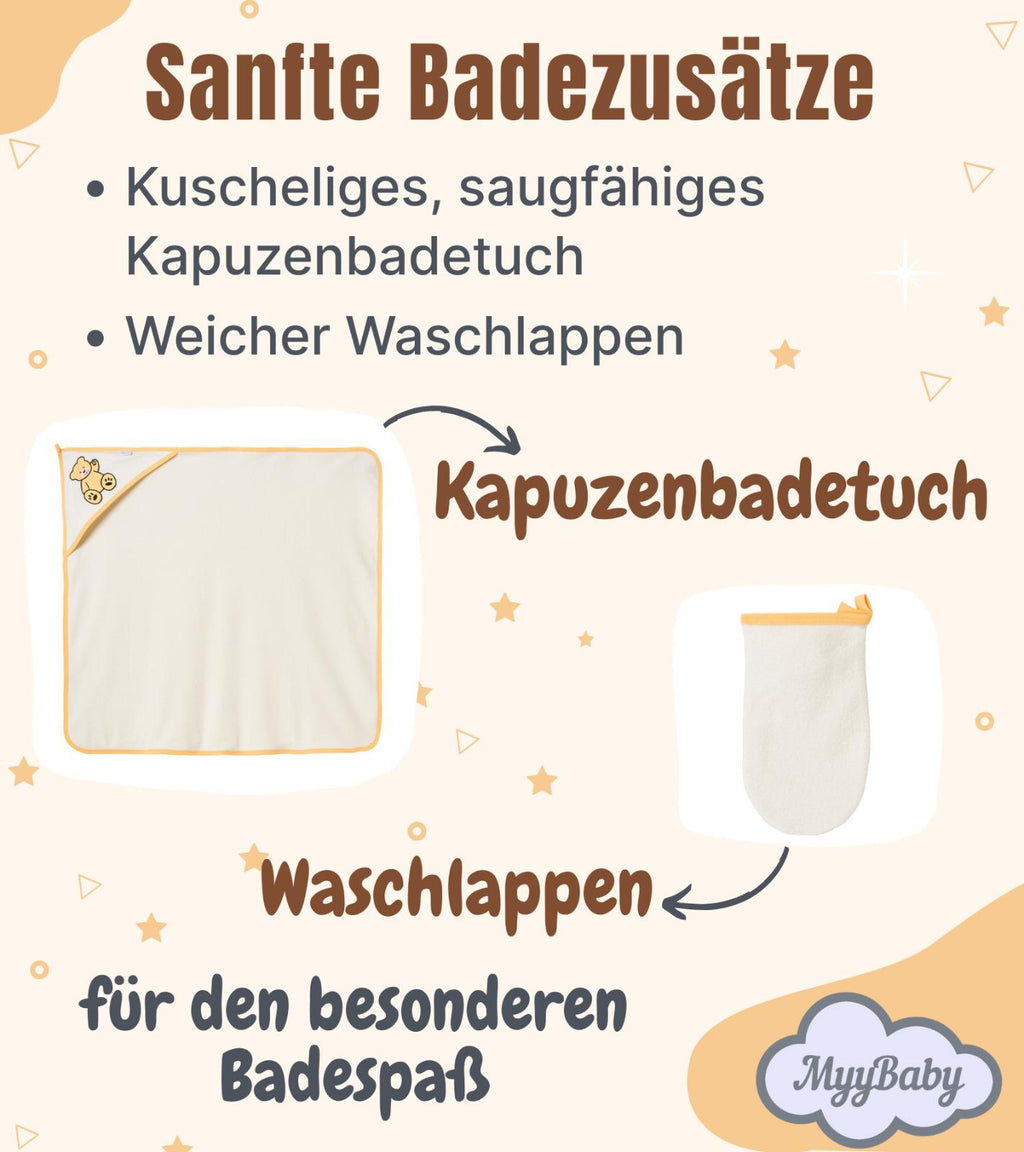 13-teiliges Baby Geschenkset für die Erstausstattung bestehend aus Mütze, Fäustlinge, Füßlinge, Lätzchen, Spucktuch, Strampler, Strampler ärmellos, Cardigan, Body langärmlig, Body kurzärmlig, Kaputzenbadetuch, Waschhandschuh, Decke mit Schlaufe.  100% Bio-Baumwolle OEKO-TEX STANDARD 100. Premiumqualität. Unisex