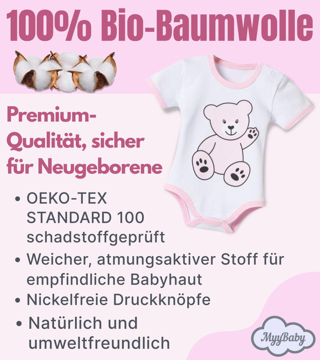 13-teiliges Baby Geschenkset für die Erstausstattung bestehend aus Mütze, Fäustlinge, Füßlinge, Lätzchen, Spucktuch, Strampler, Strampler ärmellos, Cardigan, Body langärmlig, Body kurzärmlig, Kaputzenbadetuch, Waschhandschuh, Decke mit Schlaufe.  100% Bio-Baumwolle OEKO-TEX STANDARD 100. Premiumqualität. Für Mädchen