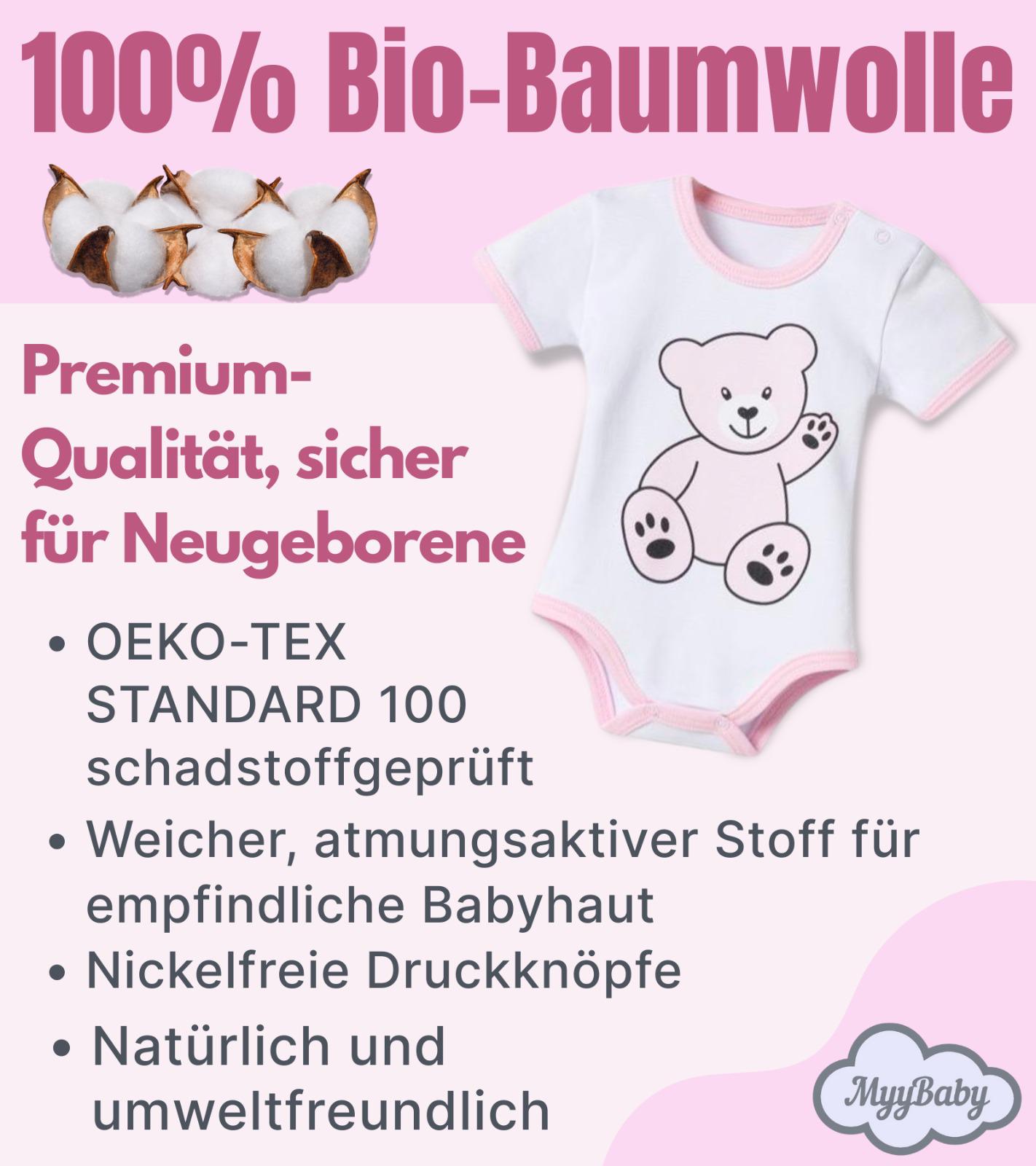 13-teiliges Baby Geschenkset für die Erstausstattung bestehend aus Mütze, Fäustlinge, Füßlinge, Lätzchen, Spucktuch, Strampler, Strampler ärmellos, Cardigan, Body langärmlig, Body kurzärmlig, Kaputzenbadetuch, Waschhandschuh, Decke mit Schlaufe.  100% Bio-Baumwolle OEKO-TEX STANDARD 100. Premiumqualität. Für Mädchen