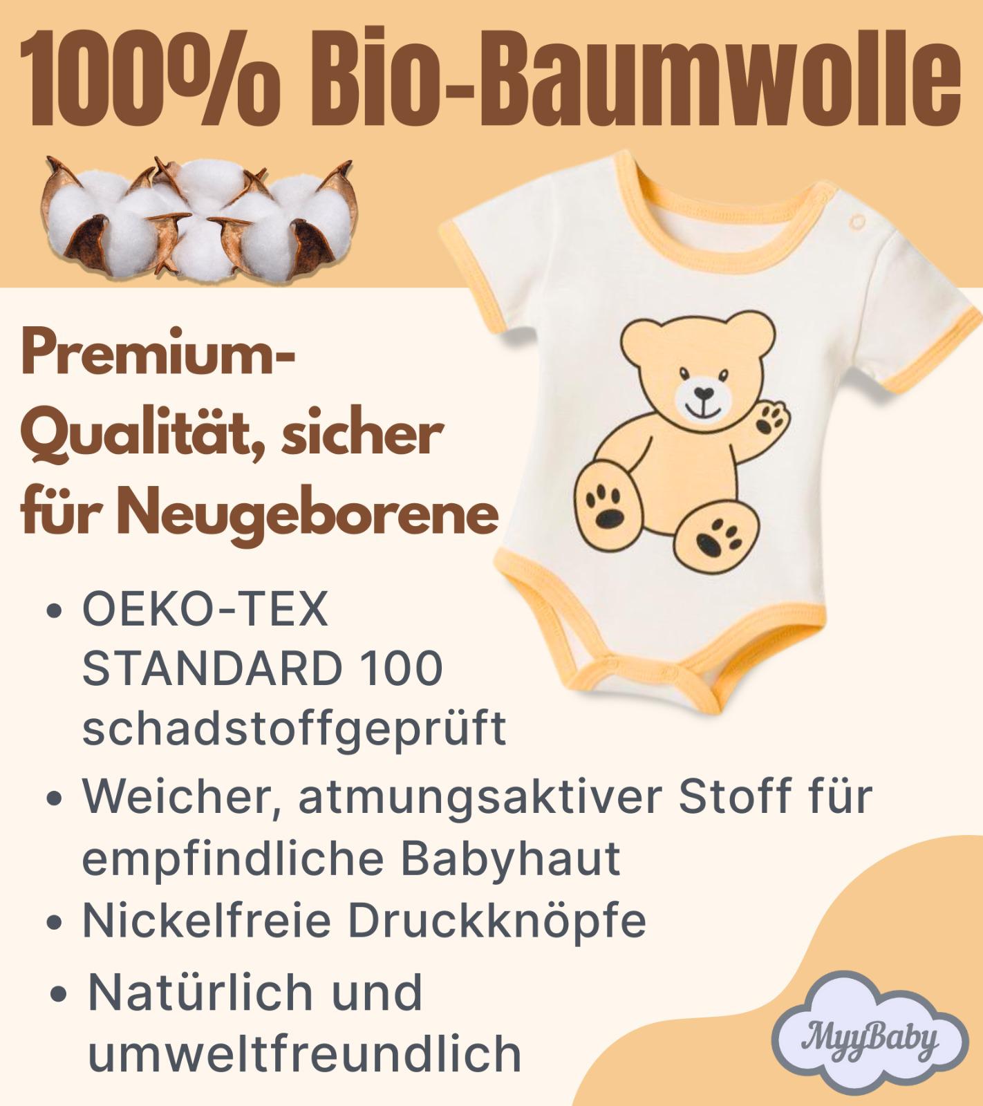 13-teiliges Baby Geschenkset für die Erstausstattung bestehend aus Mütze, Fäustlinge, Füßlinge, Lätzchen, Spucktuch, Strampler, Strampler ärmellos, Cardigan, Body langärmlig, Body kurzärmlig, Kaputzenbadetuch, Waschhandschuh, Decke mit Schlaufe.  100% Bio-Baumwolle OEKO-TEX STANDARD 100. Premiumqualität. Unisex