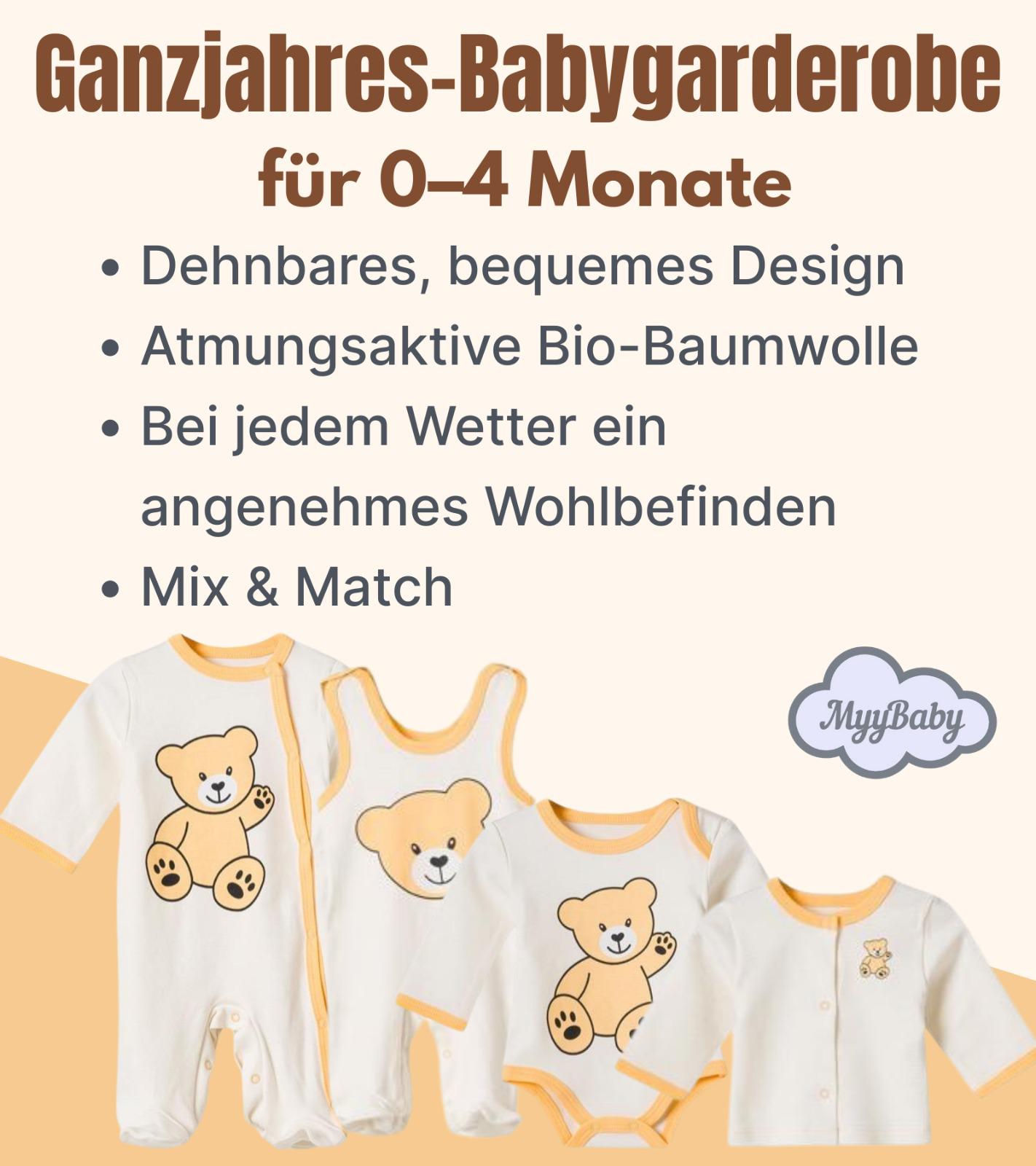 13-teiliges Baby Geschenkset für die Erstausstattung bestehend aus Mütze, Fäustlinge, Füßlinge, Lätzchen, Spucktuch, Strampler, Strampler ärmellos, Cardigan, Body langärmlig, Body kurzärmlig, Kaputzenbadetuch, Waschhandschuh, Decke mit Schlaufe.  100% Bio-Baumwolle OEKO-TEX STANDARD 100. Premiumqualität. Unisex