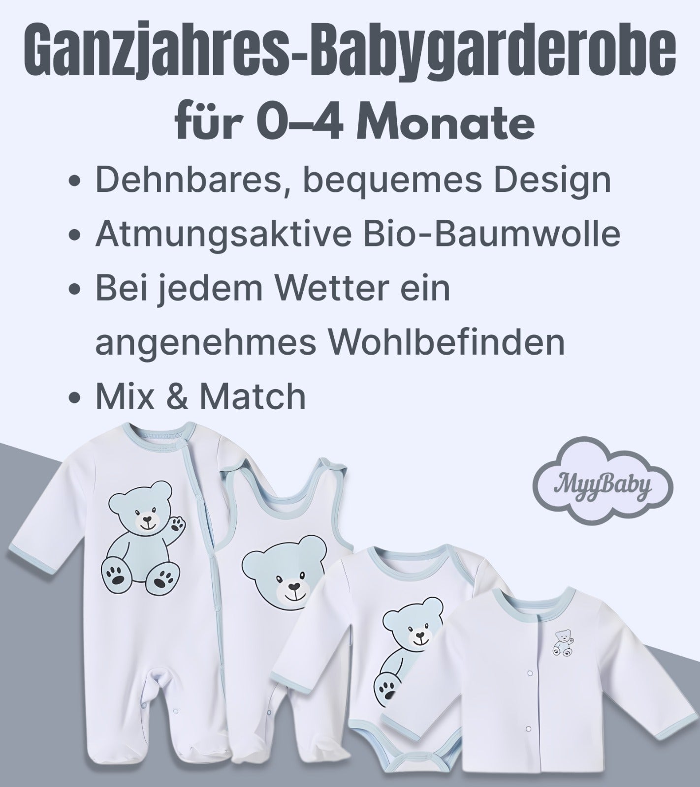 13-teiliges Baby Geschenkset für die Erstausstattung bestehend aus Mütze, Fäustlinge, Füßlinge, Lätzchen, Spucktuch, Strampler, Strampler ärmellos, Cardigan, Body langärmlig, Body kurzärmlig, Kaputzenbadetuch, Waschhandschuh, Decke mit Schlaufe.  100% Bio-Baumwolle OEKO-TEX STANDARD 100. Premiumqualität. Für Jungs