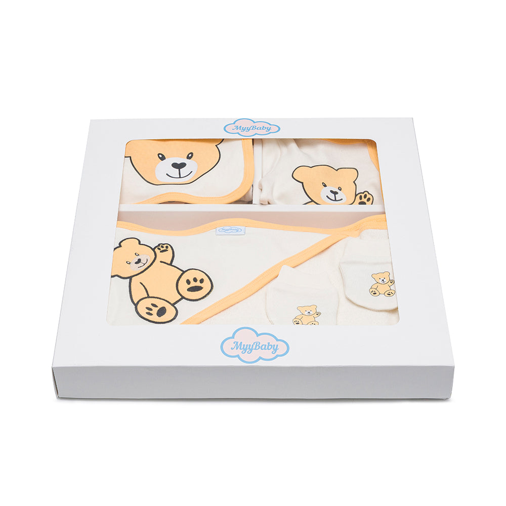 13-teiliges Baby Geschenkset für die Erstausstattung bestehend aus Mütze, Fäustlinge, Füßlinge, Lätzchen, Spucktuch, Strampler, Strampler ärmellos, Cardigan, Body langärmlig, Body kurzärmlig, Kaputzenbadetuch, Waschhandschuh, Decke mit Schlaufe.  100% Bio-Baumwolle OEKO-TEX STANDARD 100. Premiumqualität. Unisex