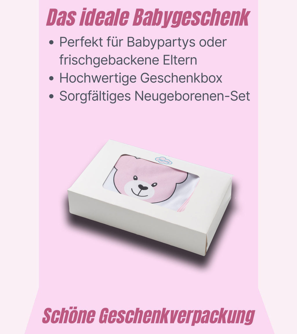 Neugeborenen Set, 3-Teilig, Decke  80x80 cm mit Lätzchen und Spucktuch – 100% Bio-Baumwolle, für Mädchen