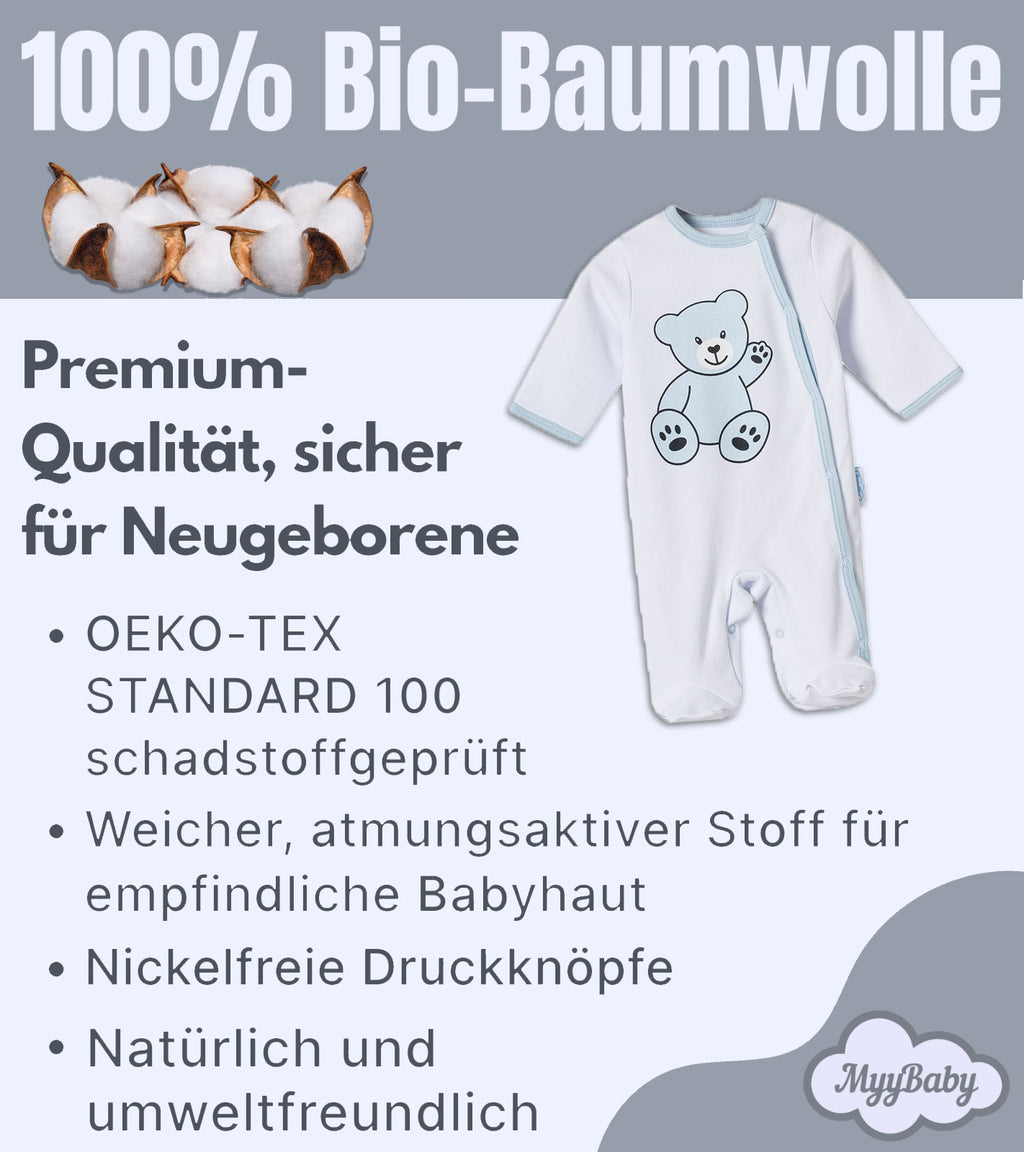 Neugeborenen Set, 100% Bio-Baumwolle OEKO-TEX STANDARD 100, Strampler-langärmelig, Strampler-ärmellos, Cardigan, Erstausstattung Baby Kleidung, 3-teiliges Geschenkset, 0-4 Monate, für Jungs