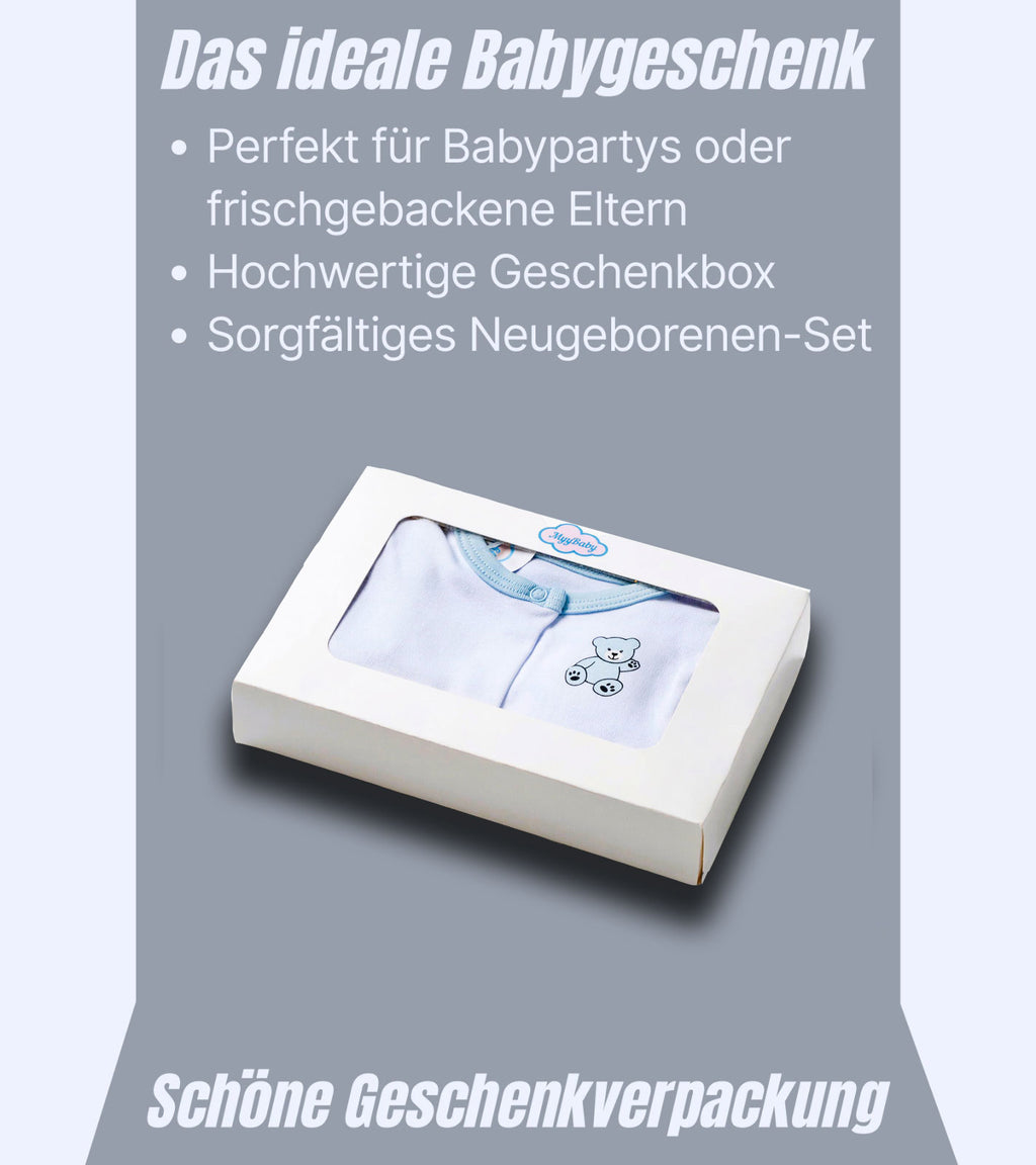 Neugeborenen Set, 100% Bio-Baumwolle OEKO-TEX STANDARD 100, Strampler-langärmelig, Strampler-ärmellos, Cardigan, Erstausstattung Baby Kleidung, 3-teiliges Geschenkset, 0-4 Monate, für Jungs